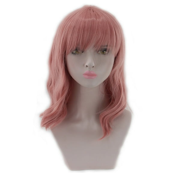 UTOURS Women Girl Short Curly Synthetic Wig Quality Hair Natural Pink Party