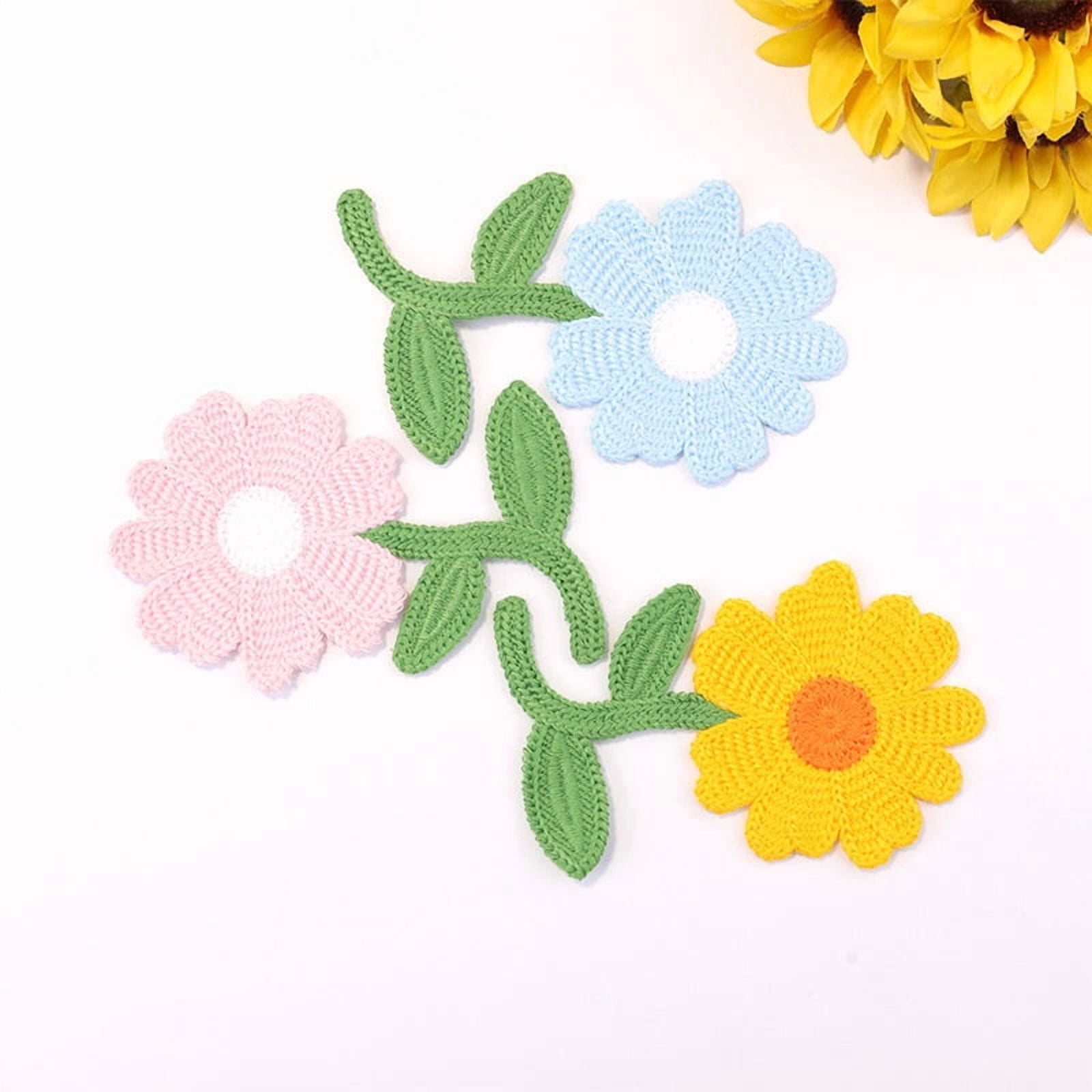 10pcs fashionable and versatile internet celebrity knitted pattern embroidery patch stickers DIY polyester large flower clothing decoration cloth stickers