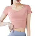 thumbnail image 2 of Fiudx Ofertas Flash Del Día Solo En Línea Top Corto de Yoga de Secado Rápido para Mujer con Elástico y Cojín En El Pecho para Deportes Ajustados, 2 of 4