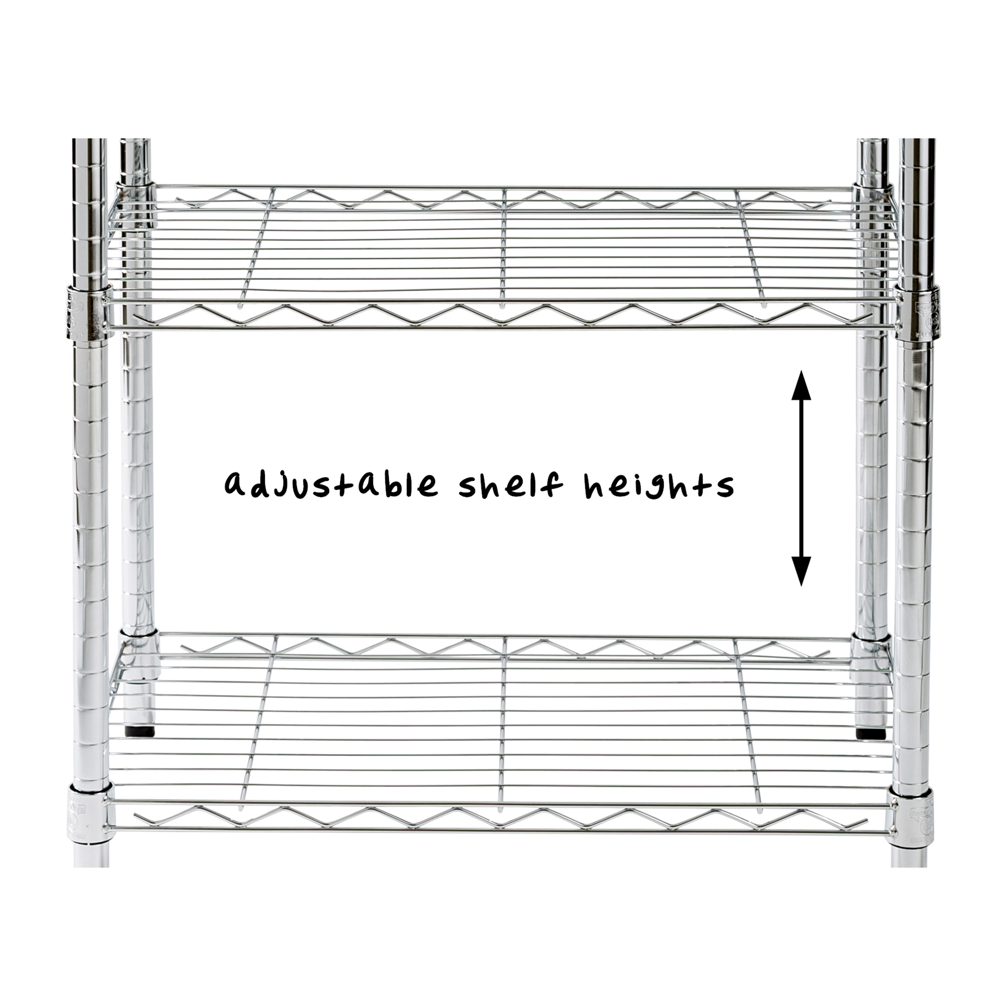 Honey-Can-Do 3-Tier Heavy-Duty Steel Adjustable Shelving Unit, Chrome, Holds up to 250 lb per Shelf - image 5 of 9