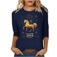 thumbnail image 3 of Jsaierl Womens 3/4 Sleeve Tops Summer Round Neck Shirts Cute Print Petite Blouses Soft Loose Fit T-shirts Top S-5XL, 3 of 6