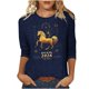 thumbnail image 3 of TaTaai Ladies 2026 New Year Graphic Print 3/4 Sleeve Blouse Round Neck Casual Top Holiday Celebration Festive Party Attire Gift, 3 of 5