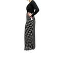 thumbnail image 2 of OrlyCollection Women's Basic Elastic Waist Band A-Line Long Maxi Skirt (Black Ivory Dot,Medium), 2 of 4