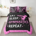 thumbnail image 2 of jejeloiu Gymnastics Girls Twin Bedding Sets 7-Piece,Glitter Heart Print Bedding Comforter Set,Pink Black Sheet Sets For Child,Microfiber Bedroom Decor Reversible, 2 of 8