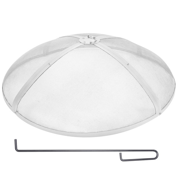 VEVOR Fire Pit Spark Screen Round 36", Reinforced Heavy Duty Steel Metal Cover, Outdoor Firepit Lid, Easy-Opening Top Screen Covers Round with Ring Handle