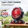 thumbnail image 4 of Ventilador LED para acampar con luz, batería recargable de 4000 mAh, 4 of 7