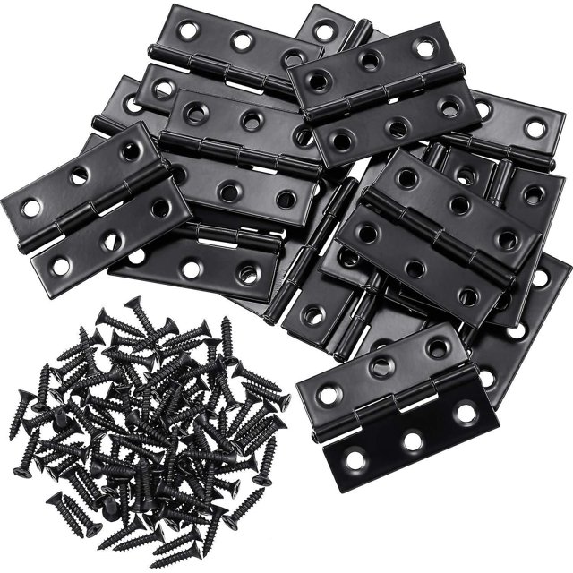 BRILLAR Bisagras a tope plegables de acero inoxidable, 16 piezas, para muebles del hogar, puertas de gabinetes de piano. Incluye 96 tornillos de acero inoxidable.