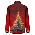 thumbnail image 3 of Women's Christmas Print High-Neck Padded Long Sleeve Button-Up Cotton Coat for Winter Holiday Fashion and Warm Outerwear,Red,L, 3 of 5
