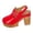 Red, variant on Heels for Women Closed Round Toe Lug Sole Platform Sandals Trendy Stitching Hook and Loop Casual Slingback Dress Shoes White Size 9
