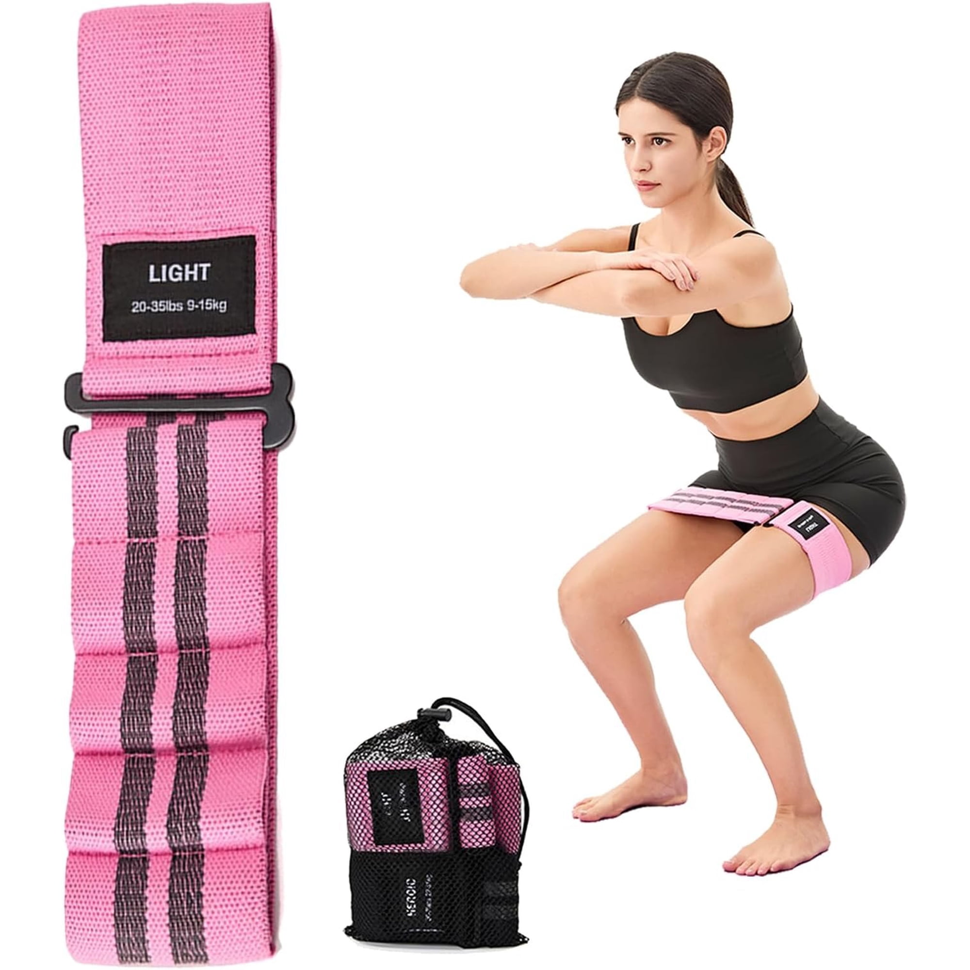 Adjustable Fabric Resistance Bands for Squats, Glutes & - 5 Levels of Customizable Size, Width & Tension, Non-Slip Booty Bands for Men and Women, Pilates & Yoga Workouts(Medium)