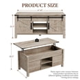 thumbnail image 6 of OKD 48" Farmhouse Lift Top Coffee Table with Sliding Barn Door, Rustic Center Table with Hidden Storage Compartment for Living Room, Office, Light Rustic Oak, 6 of 11