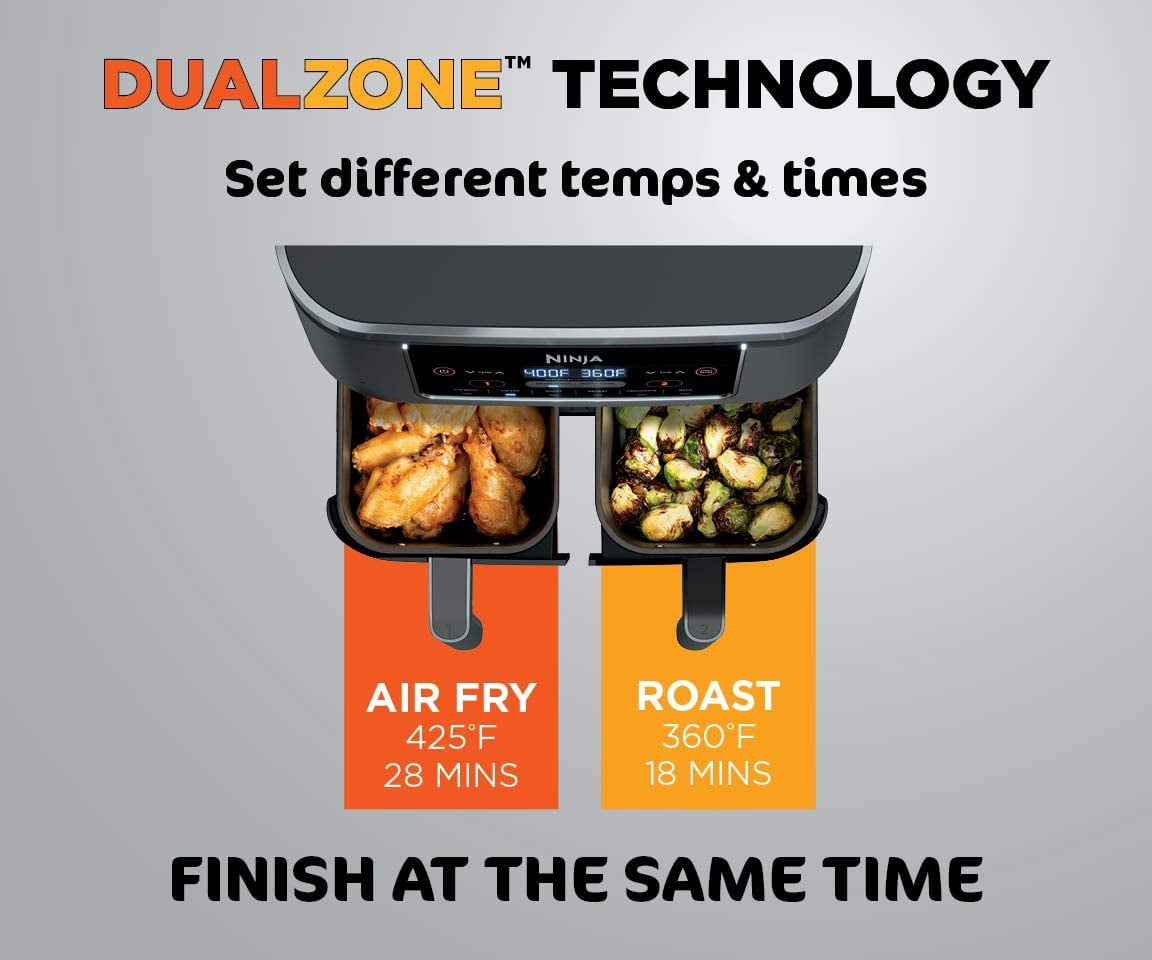 Ninja Foodi 6-in-1 8 Quart 2-Basket Air Fryer with DualZone Technology  DZ201, Color: Gray - JCPenney