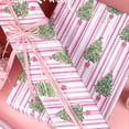 thumbnail image 4 of Christmas Tree Wrapping Paper,3M/10FT Pink Striped Christmas Wrapping Paper Roll,Watercolor Green Tree Bow Holiday Gift Decor For Holiday, Gift Packaging.(Pink), 4 of 8