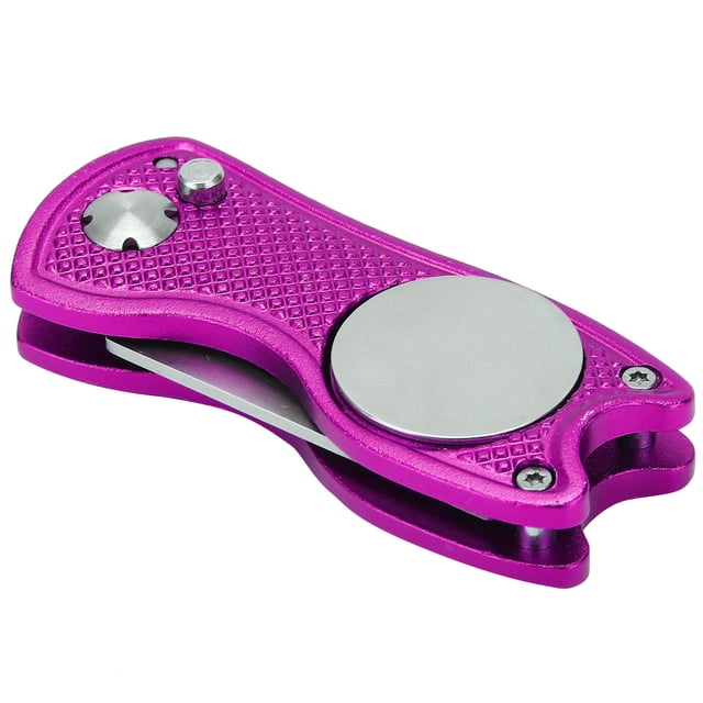 Foldable Golf Pitchfork, High Hardness Aluminum Alloy Golf Divot Repair Tool Practical To Use for Work for Golf Green,Purple,Gray