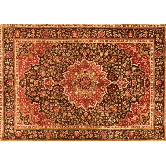 Ahgly Company Indoor Rectangle Medallion Orange Traditional Area Rugs, 2' x 4'
