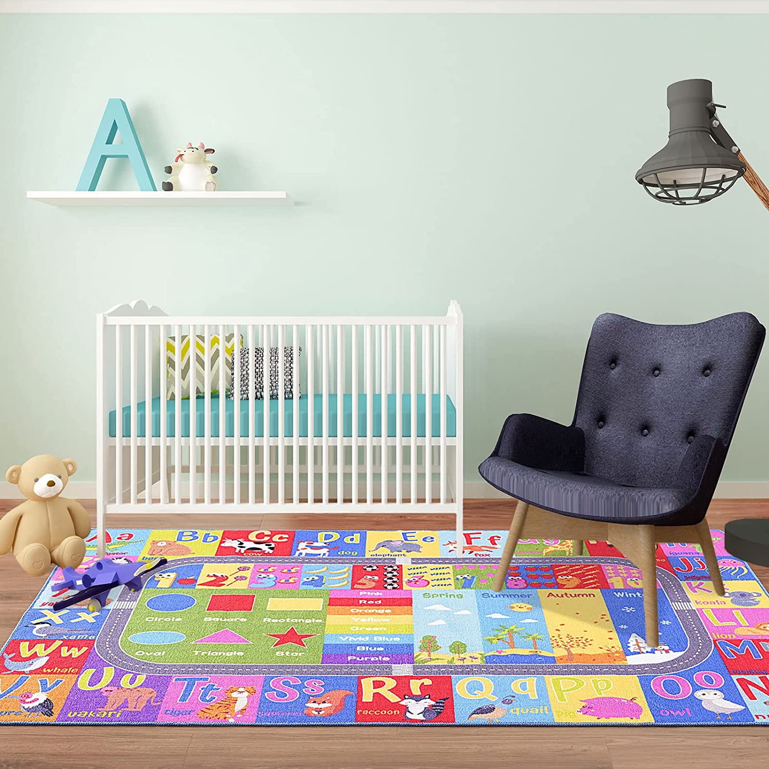 Lochas Kids Carpet Play Mat Educational Learning Rugs for Playing Children Area Rugs for Bedroom Playroom Nursery,Colorful,3x5 Feet