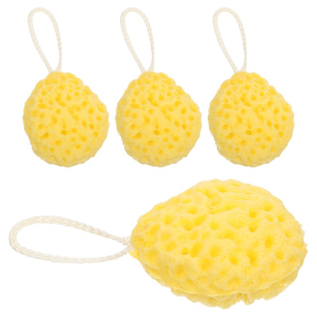 EXHUMKY 4Ud Puff De Amarillo Con Material Panal Suave Para Limpieza Y Exfoliación Corporal