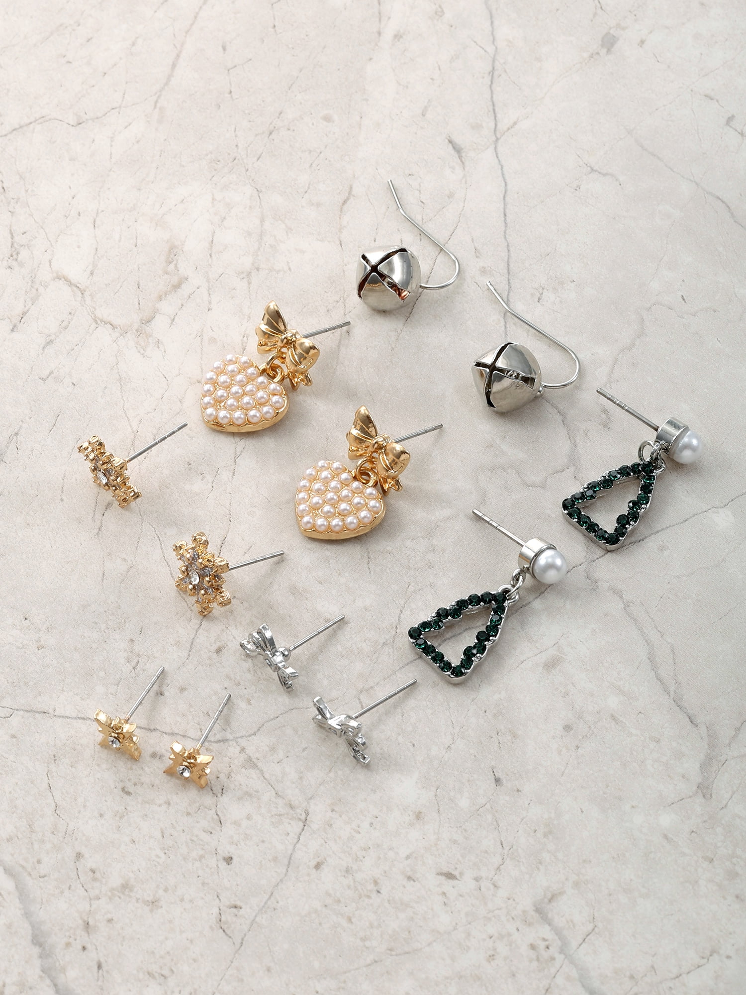 Holiday Time Christmas Motifs Earrings, 6 Pairs