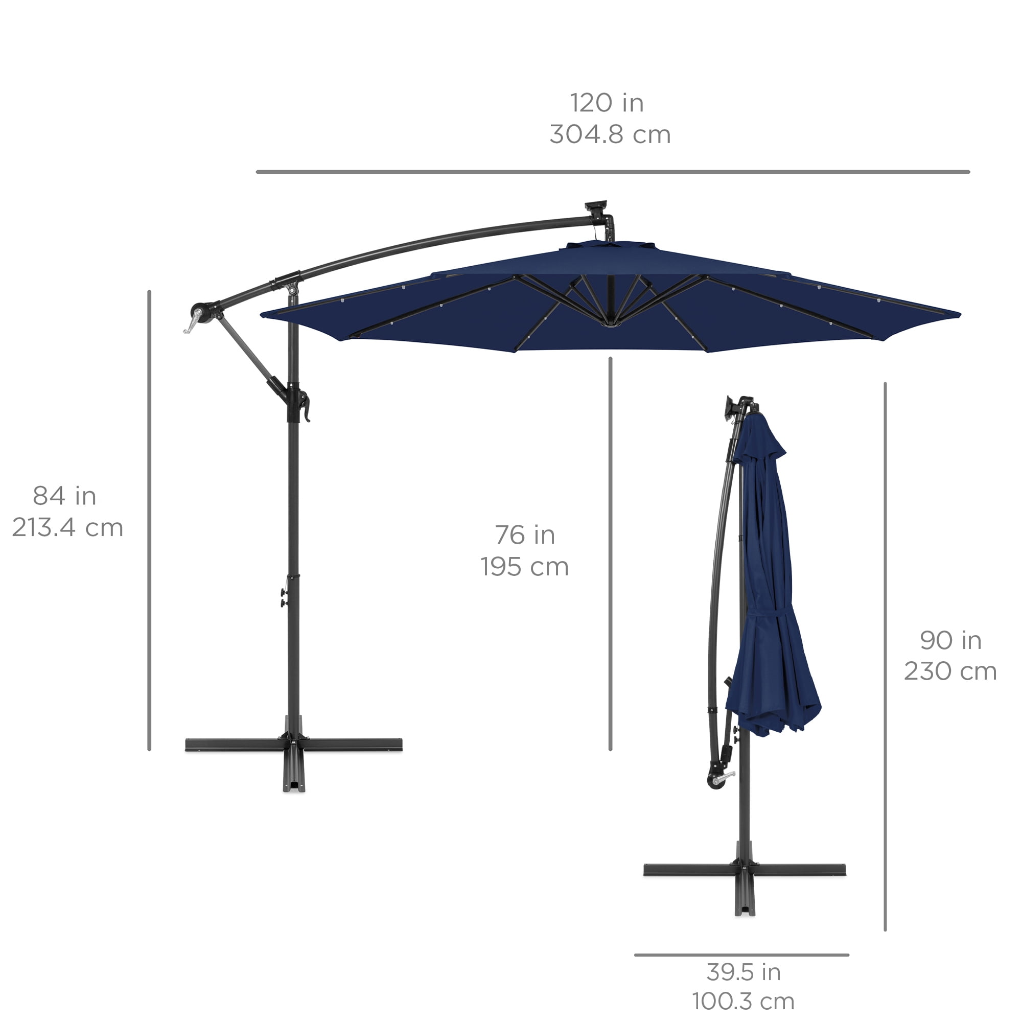 Best Choice Products 10ft Solar LED Offset Hanging Outdoor Market Patio  Umbrella w/ Easy Tilt Adjustment - Fog Gray - Walmart.com
