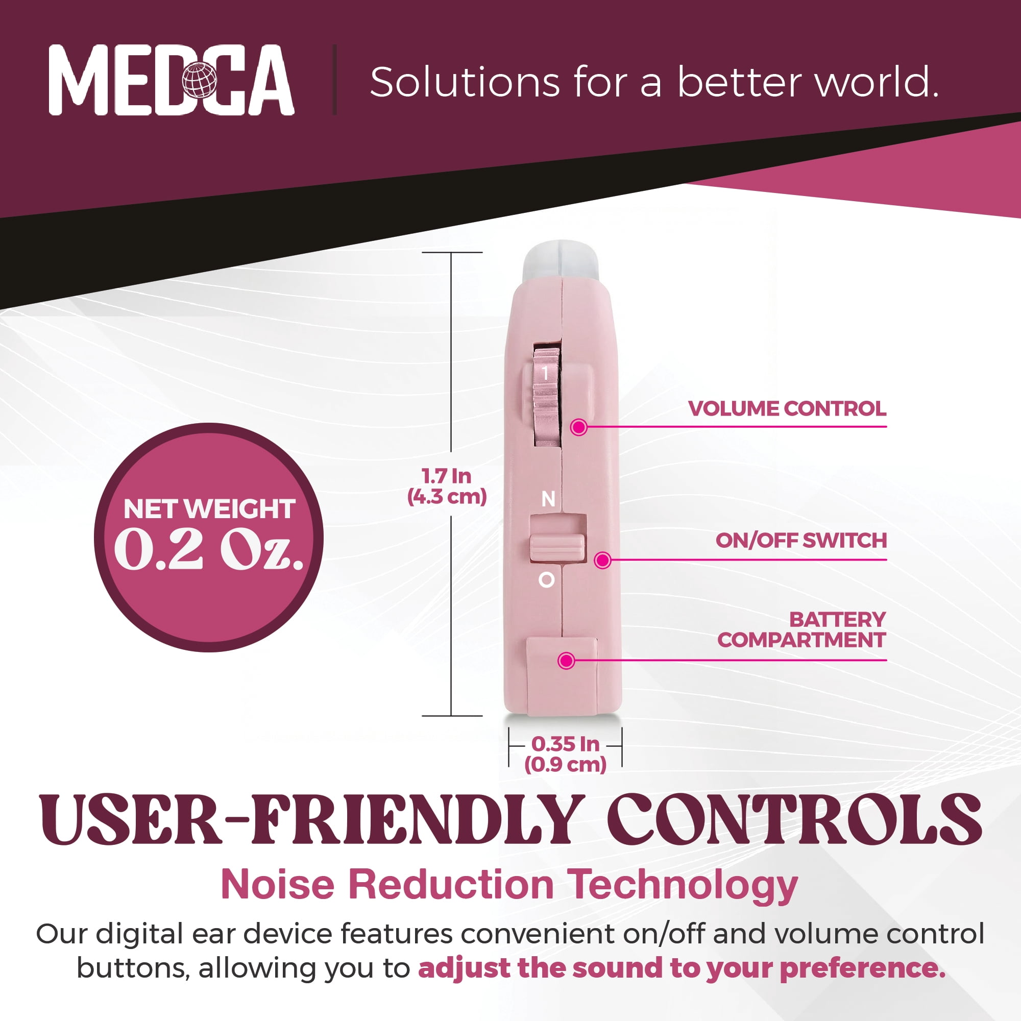 MEDca Behind the Ear Sound Multicolor Digital Sound Enhancer Amplifier