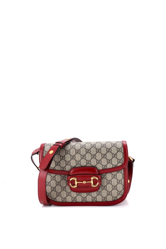 Pre-Owned Horsebit 1955 Shoulder Bag GG Coated Canvas with Leather Small By Rebag