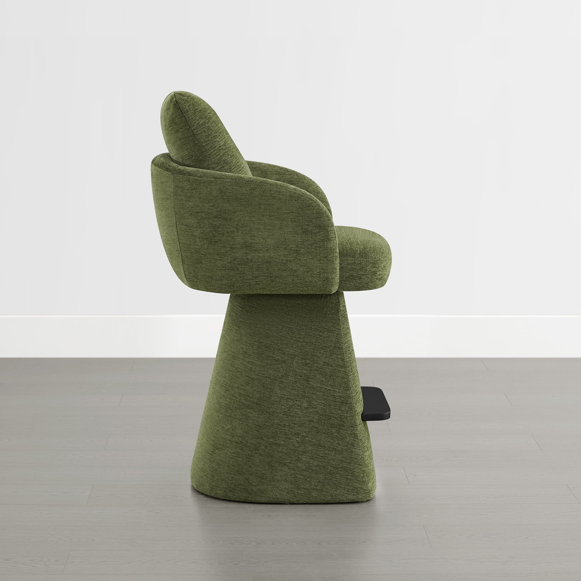 Spruce & Spring 26" Counter Height Swivel Bar Stools with Arms, Upholstered Chenille Seat & Back for Kitchen Island & Home Bar, Green Fabric
