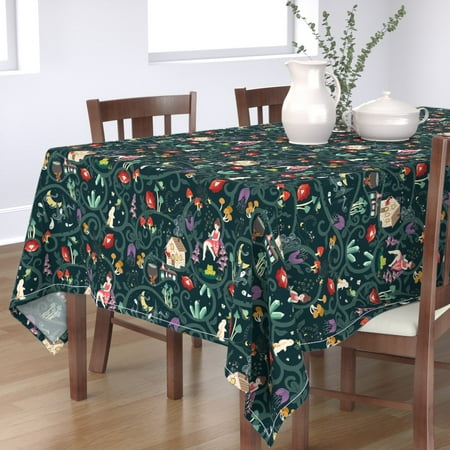 

Cotton Sateen Tablecloth 90 Square - Witch Friends Vines Floral Forest Home Dark Rabbit Cat Print Custom Table Linens by Spoonflower