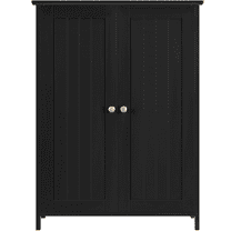 Alden Design Free Standing Floor Cabinet with 2 Adjustable Shelves, Black