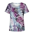 thumbnail image 4 of Hauts d'Été Grande Taille pour Femmes à Manches Courtes, Blouse Imprimée d'Été, T-Shirts Décontractés à Col en V, T-Shirts à Manches Courtes, T-Shirt à Col en V pour Femmes en Liquidation, 4 of 5