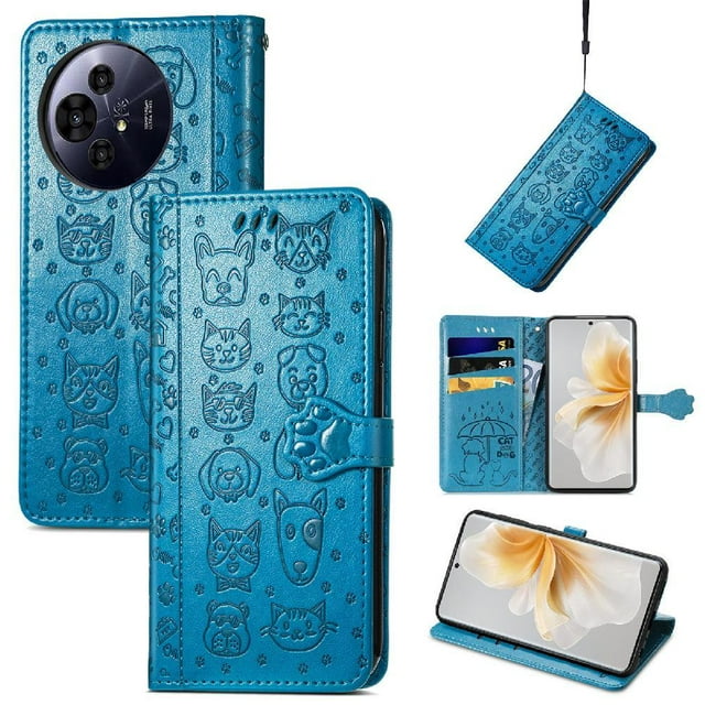 Flip Case for FOXDOCK TCL 50 Pro NxtPaper ,Catand Dog Embossed PU Leather Flip Cover with Card Slots,Stand