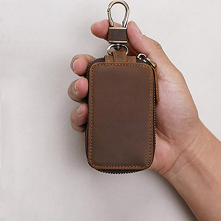 Dual Zipper Car Key Holder Case Pouch Keychain Wallet for Remote Fob Unisex  