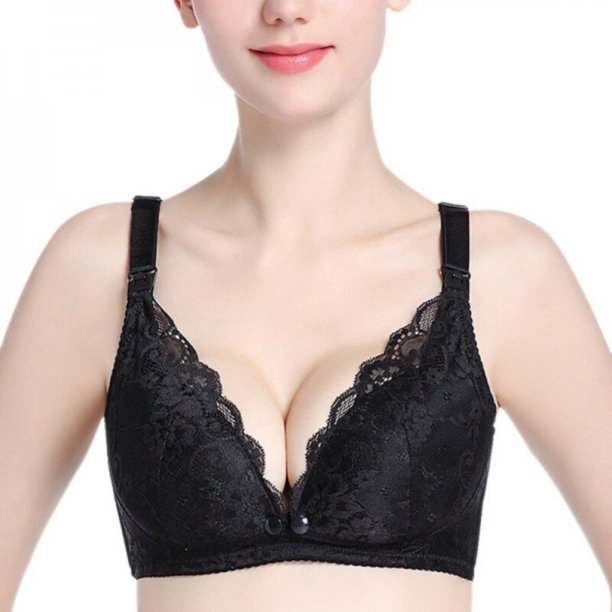 Front Open Non Padded Lace Sheer Underwire Plus Size Bra For Pregnant