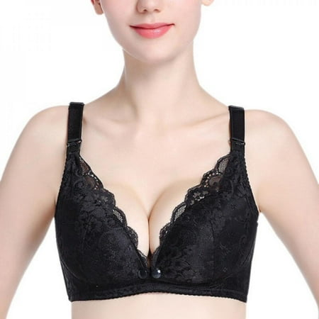 

Front Open Non Padded Lace Sheer Underwire Plus Size Bra For Pregnant Underwear Feeding Bra Clothing W6