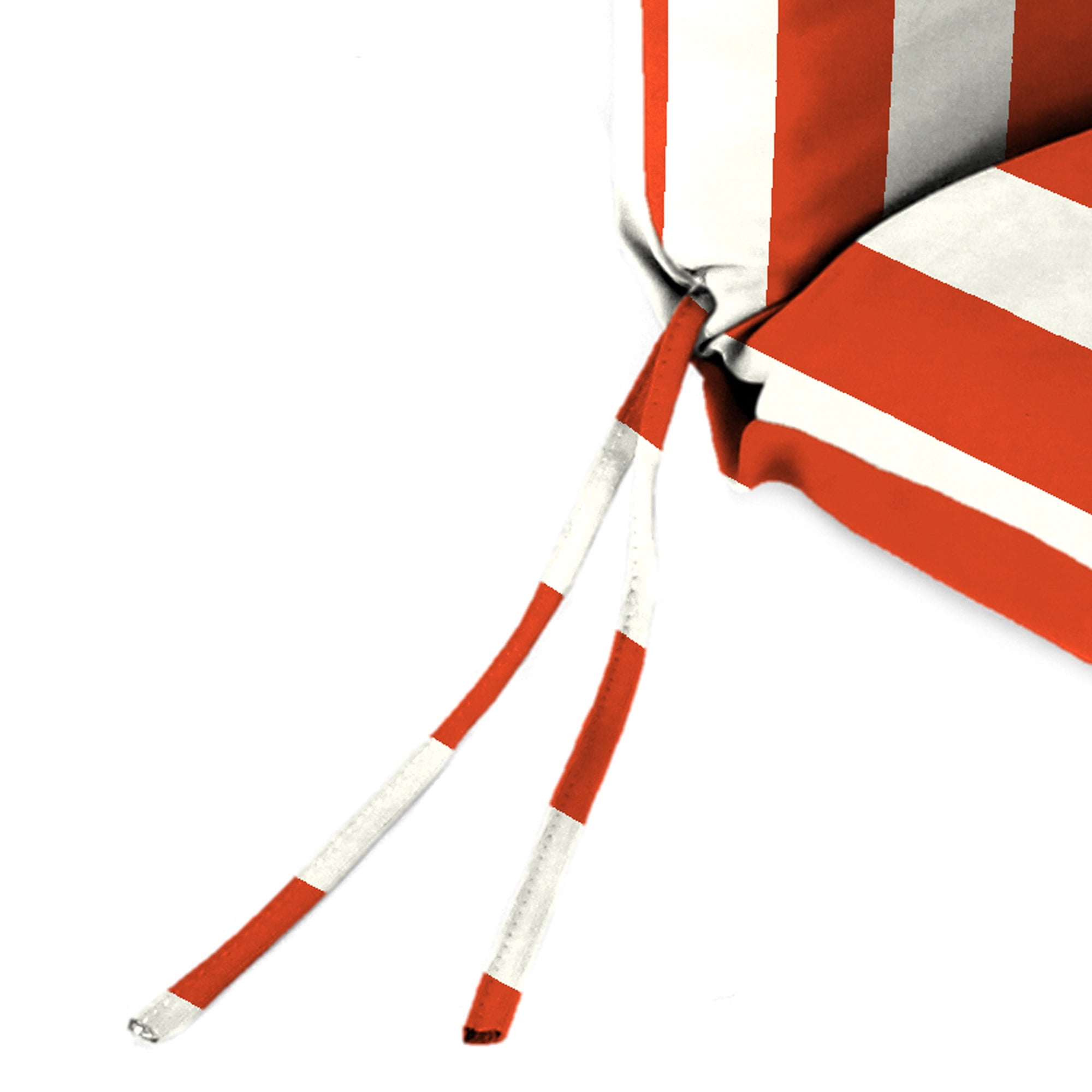 Jordan Manufacturing 42" x 20" Congo Gourd Orange and White Stripe Rectangular Outdoor Chair Cushion with Ties and Hanger Loop