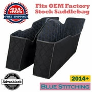 Advanblack Saddlebag Liners Blue Thread Stitching Bag Inserts Fits for Harley 2014+ Factory Saddlebag Bottoms (Non-Stretched, Non-Tapered)