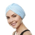 thumbnail image 2 of Beemo Womens Swim Cap Bathing Turban-Polyester Twisted Pleated Turban Head Cover Light Blue, 2 of 4