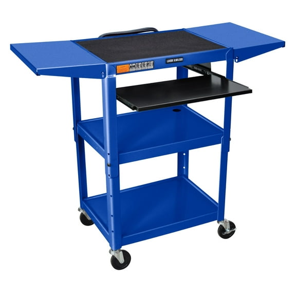 FSE 373-UCMT1KBDL-RB Adjustable-Height Steel Utility Cart - Pullout Keyboard Tray, Drop Leaf, Royal Blue
