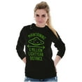 thumbnail image 4 of Funny Antisocial Social Distance UFO Plus Size Long Sleeve Graphic Tee Shirt Brisco Brands 2X, 4 of 5