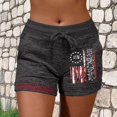 thumbnail image 2 of Bermuda Shorts for Women 2026 Summer 4th of July USA Flag Print Drawstring Elastic Waist Shorts Stretchy Comfy Straight Leg Beach Shorts, 2 of 6