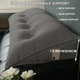 thumbnail image 3 of Triangle Reading Pillow with Button, Small Headboard Wedge Backrest Pillow for Bed & Reading – Gray, 24" × 20" × 8", 3 of 5