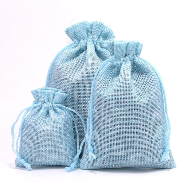 Bolsa de regalo de Navidad para guardar joyas, bolsita con cordón, bolsa de lino de imitación