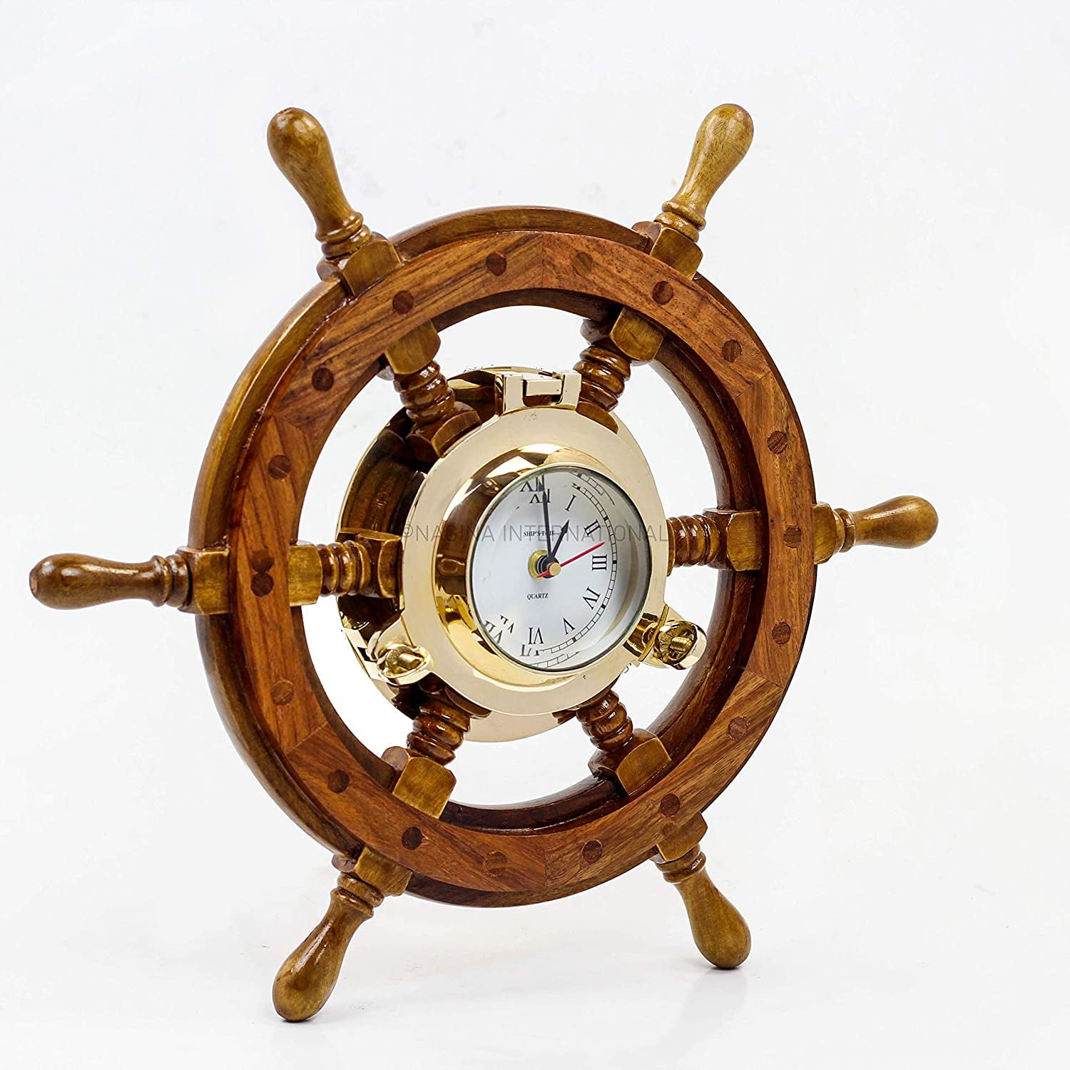 Deluxe Ship Porthole Clocks Wood Frame (S)