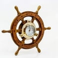 thumbnail image 4 of Wooden Ship Wheel (Jhanjhat Solid Brass Polished Porthole Clock) - White Roman Dial - (12 Inches), 4 of 8