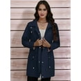 thumbnail image 6 of Women Waterproof with Hood Trech Coat for Women Light-Weight Raincoats Packable Windbreaker Navy Blue M, 6 of 8