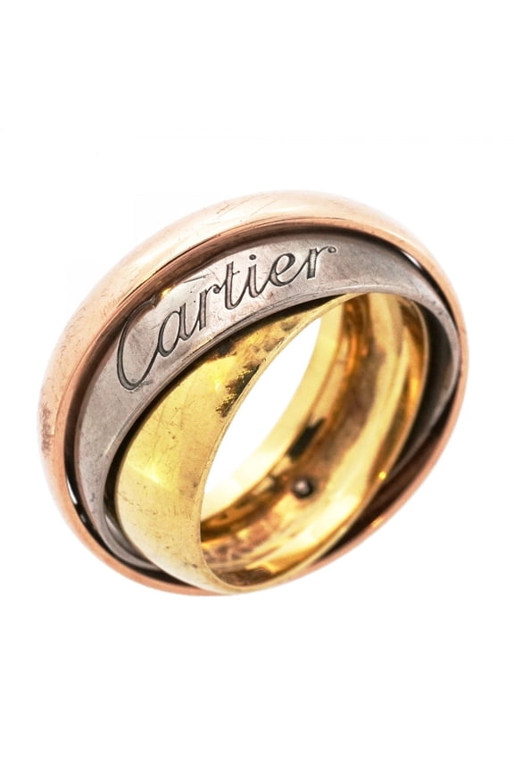 Pre-Owned Cartier Trinity Must Essence Ring, 18K Yellow Gold, White Pink #61, Men's