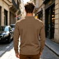 thumbnail image 4 of Mens Long Sleeve Henley Shirts Muscle Fit Ribbed Knit T-Shirt Lightweight Thermal Undershirts Workout Athletic Tee Shirt Brown L, 4 of 9