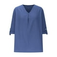 thumbnail image 4 of Wensltd Women's Linen Short Sleeve Round Neck Casual Loose Blouses for Women, 4 of 6