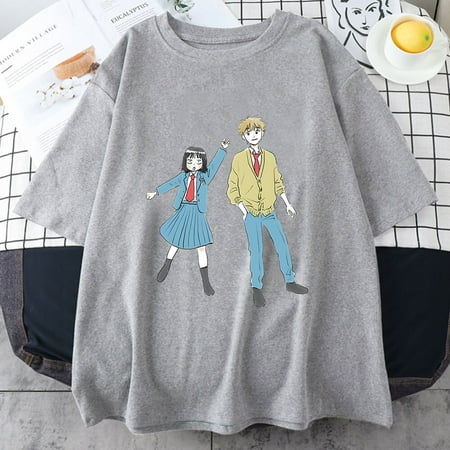 

JHPKJSkip and Loafer Sima Sousuke T Shirts WOMEN Oversized Graffiti T-shirts Couple 100% Cotton Tshirts High Street Short Sleeve Soft
