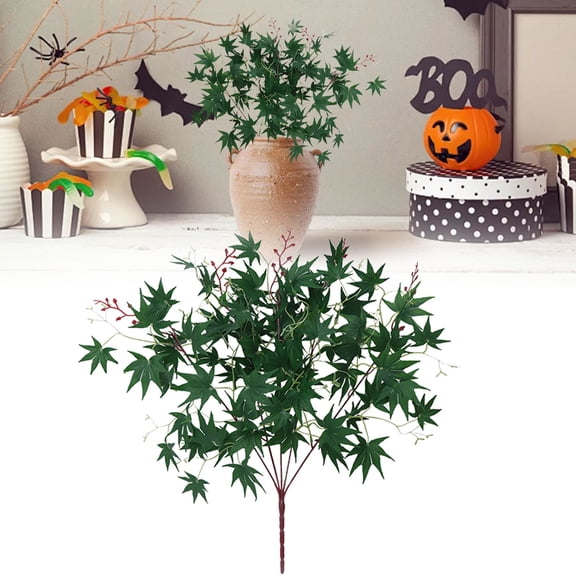 1Pc Clearance Under $3 Artificial Maple Leaf Faux Maple Leaf For Vase, Cloth Green Artificial Maple Leaf (F)