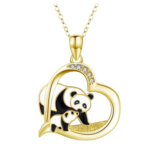 Collar Cadena Joyería Femenina Pandas Colgante Moda Collar Corazón Pandas Collarbone Collares Colgantes